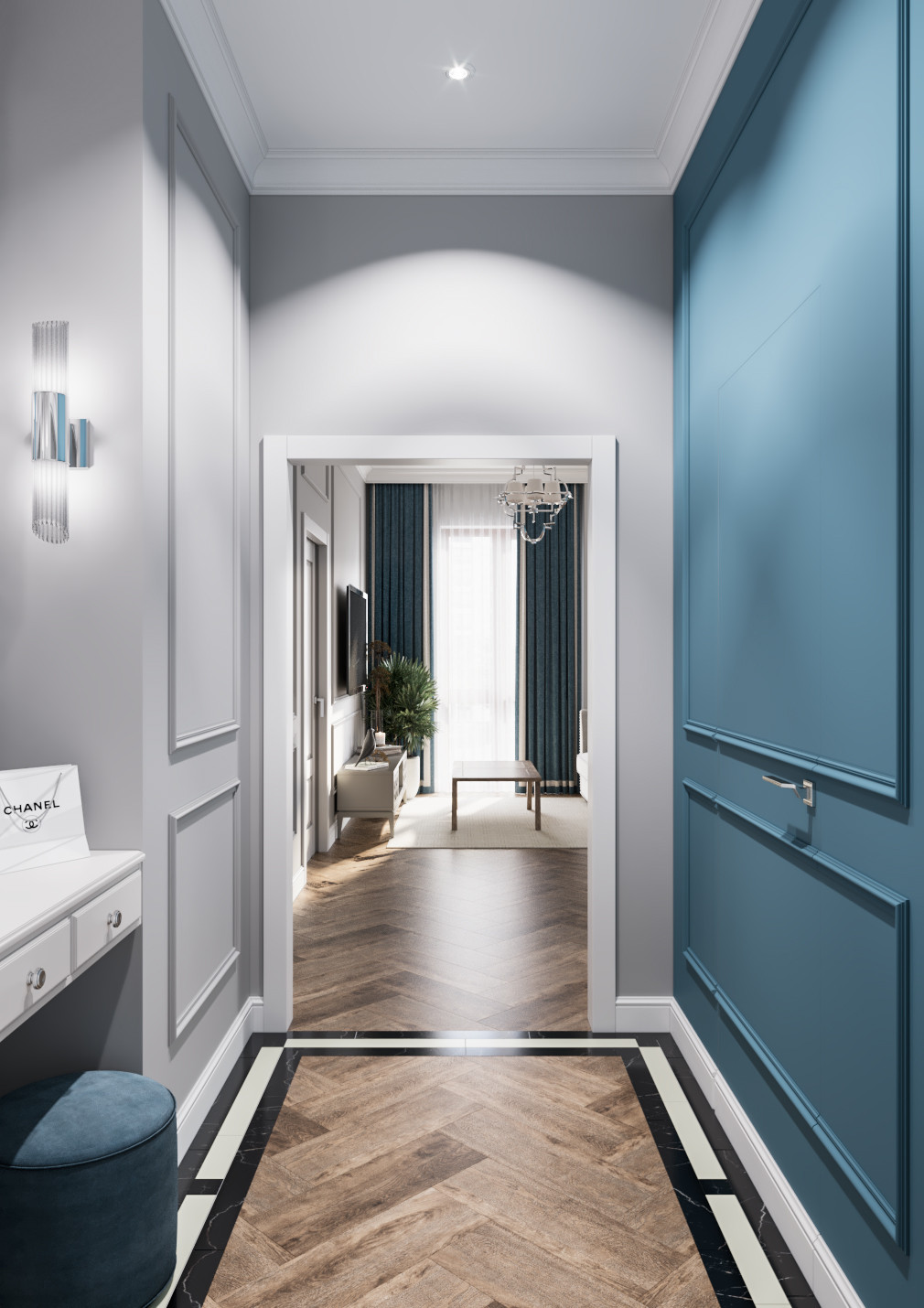 Дизайн квартиры неоклассике с элементами американской классики