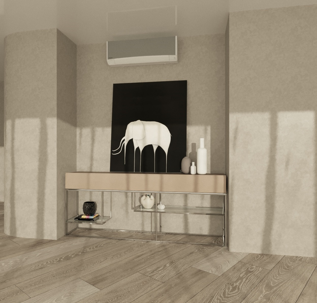 Оформление отдельной зоны в гостиной вариант 2