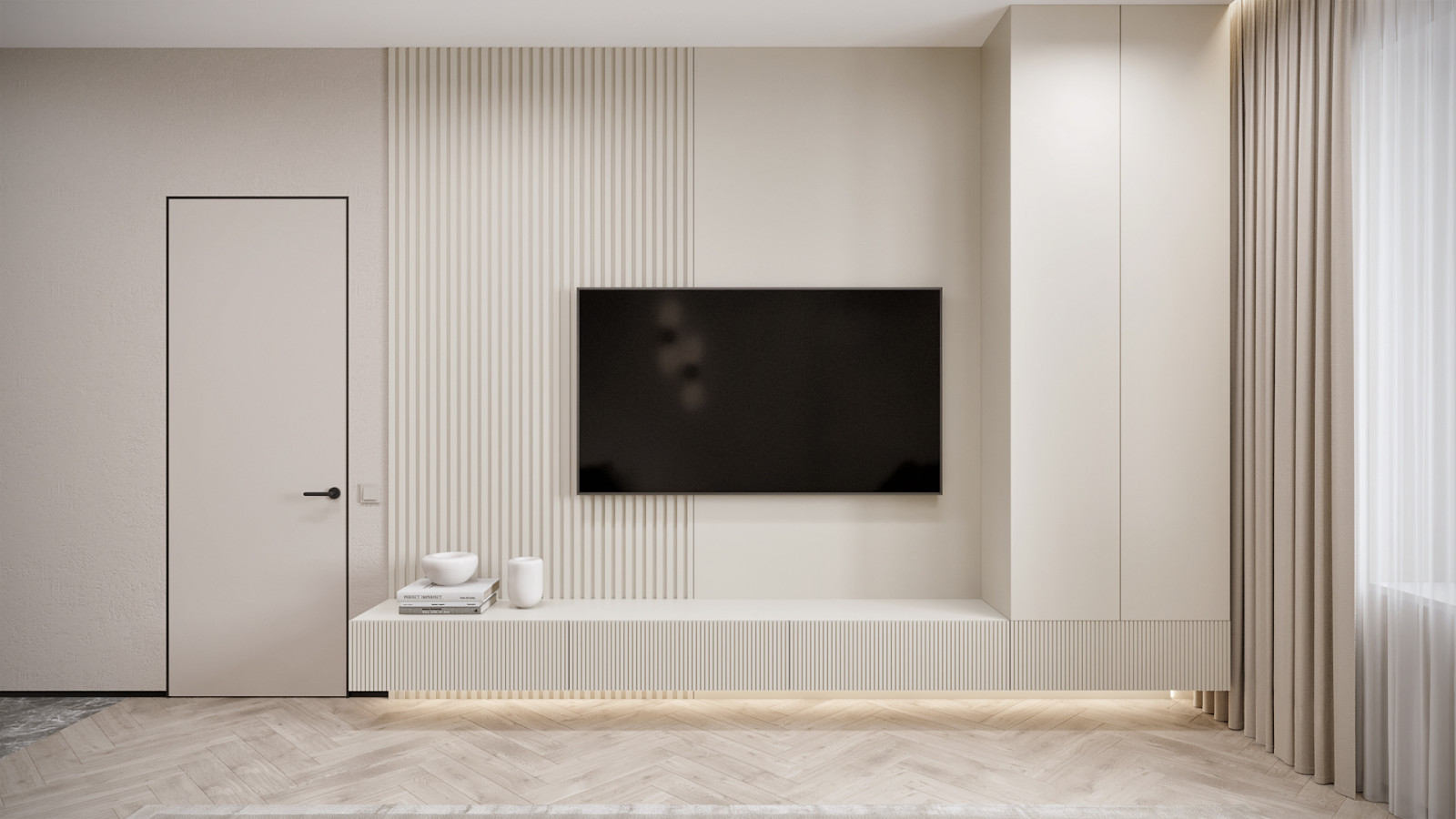 3к студия монохромный интерьер в стиле Современной классики