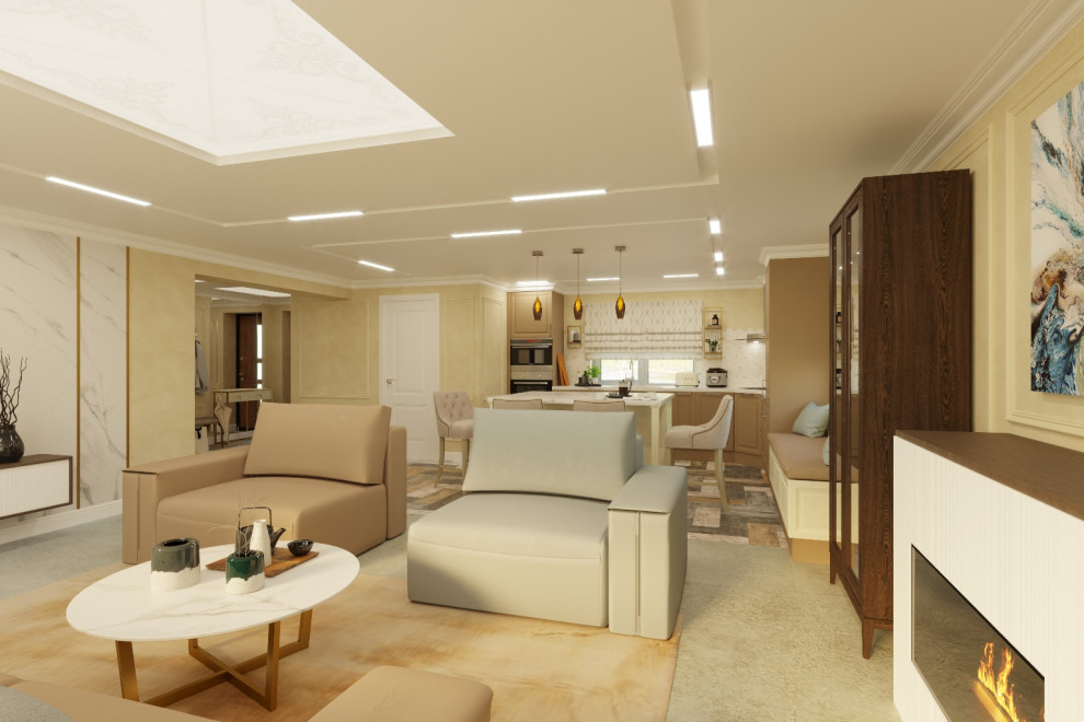 Обложка проекта: Единое пространство частного дома в стиле Ар-деко