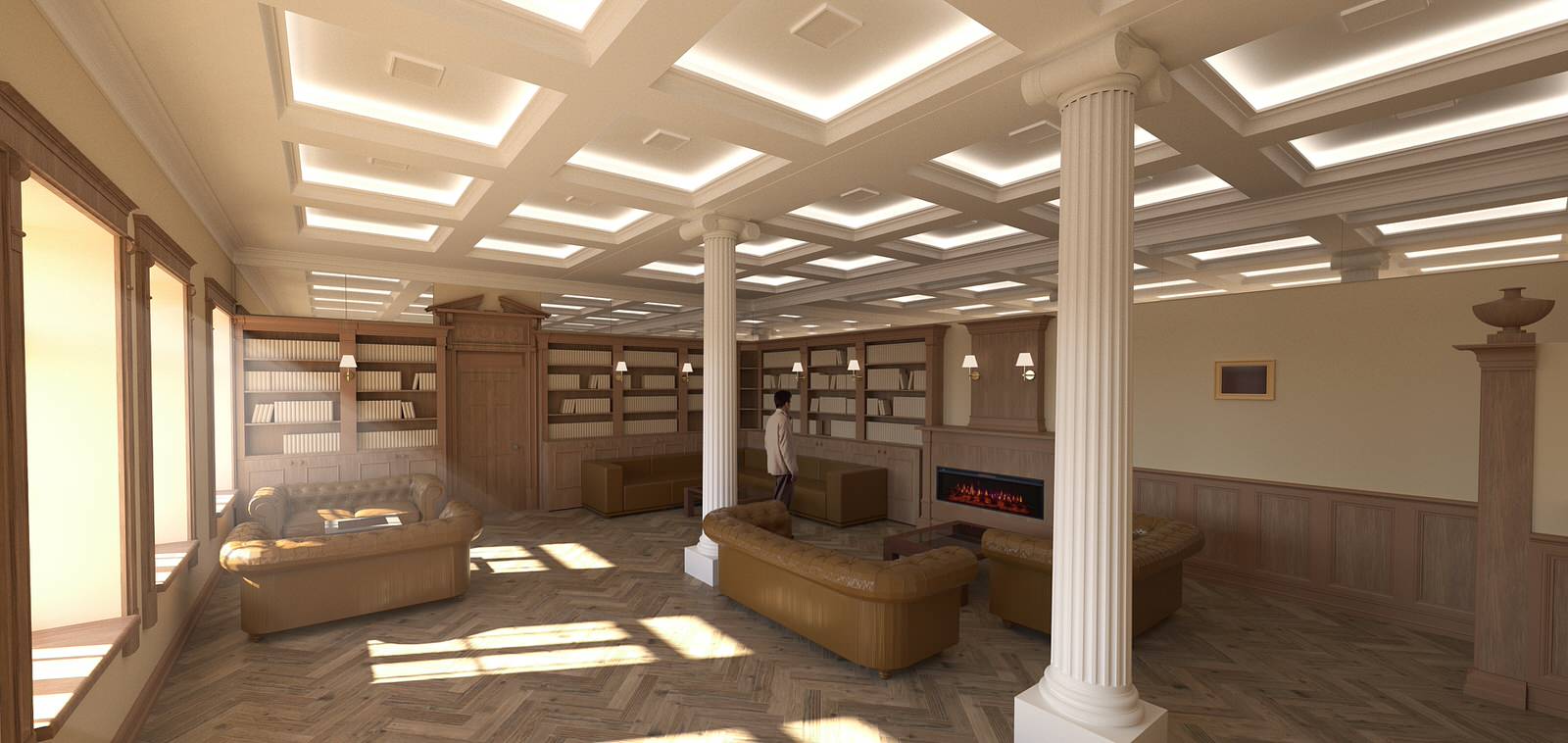 Обложка проекта: Интерьер гостиной в стиле английской библиотеки