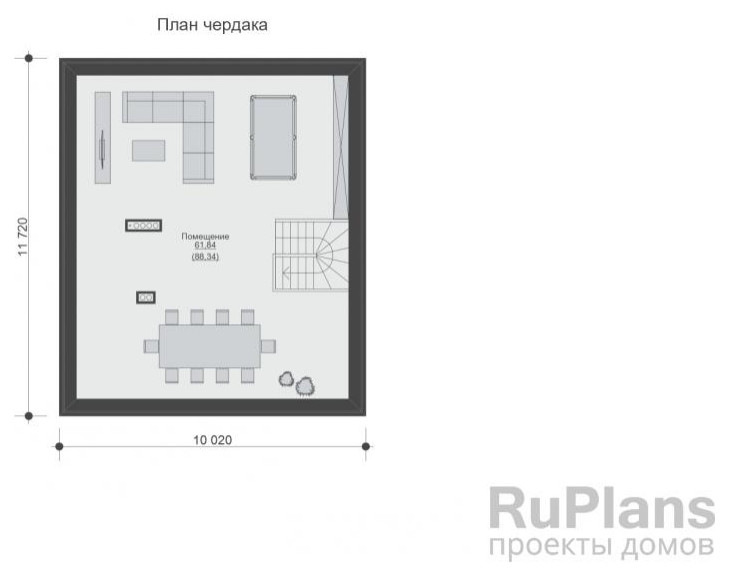Rg5980 - Проект индивидуального двухэтажного жилого дома с чердаком и террасами