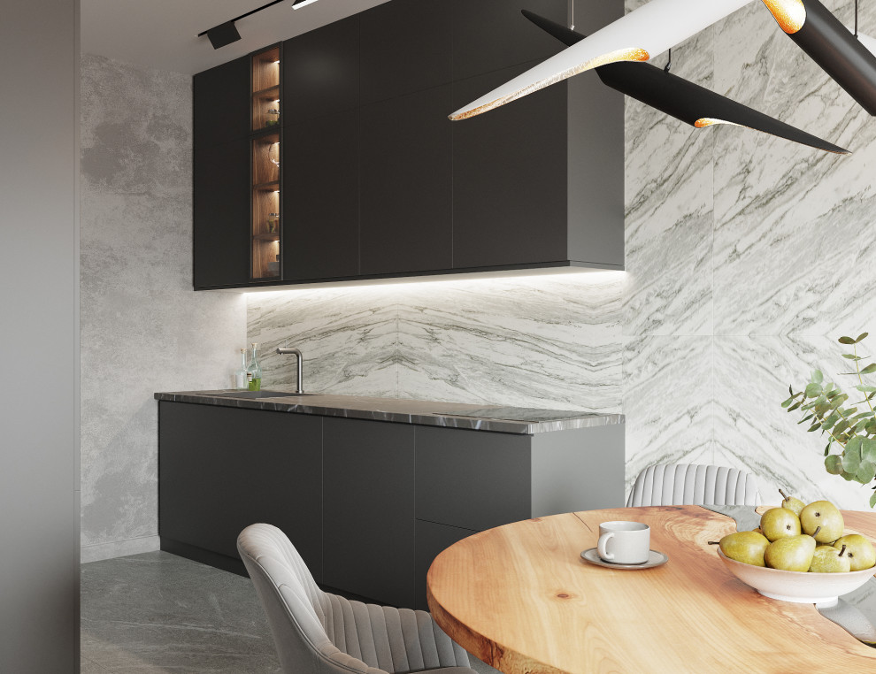 Трехкомнатная квартира для семьи из 4 человек с монохромным интерьером