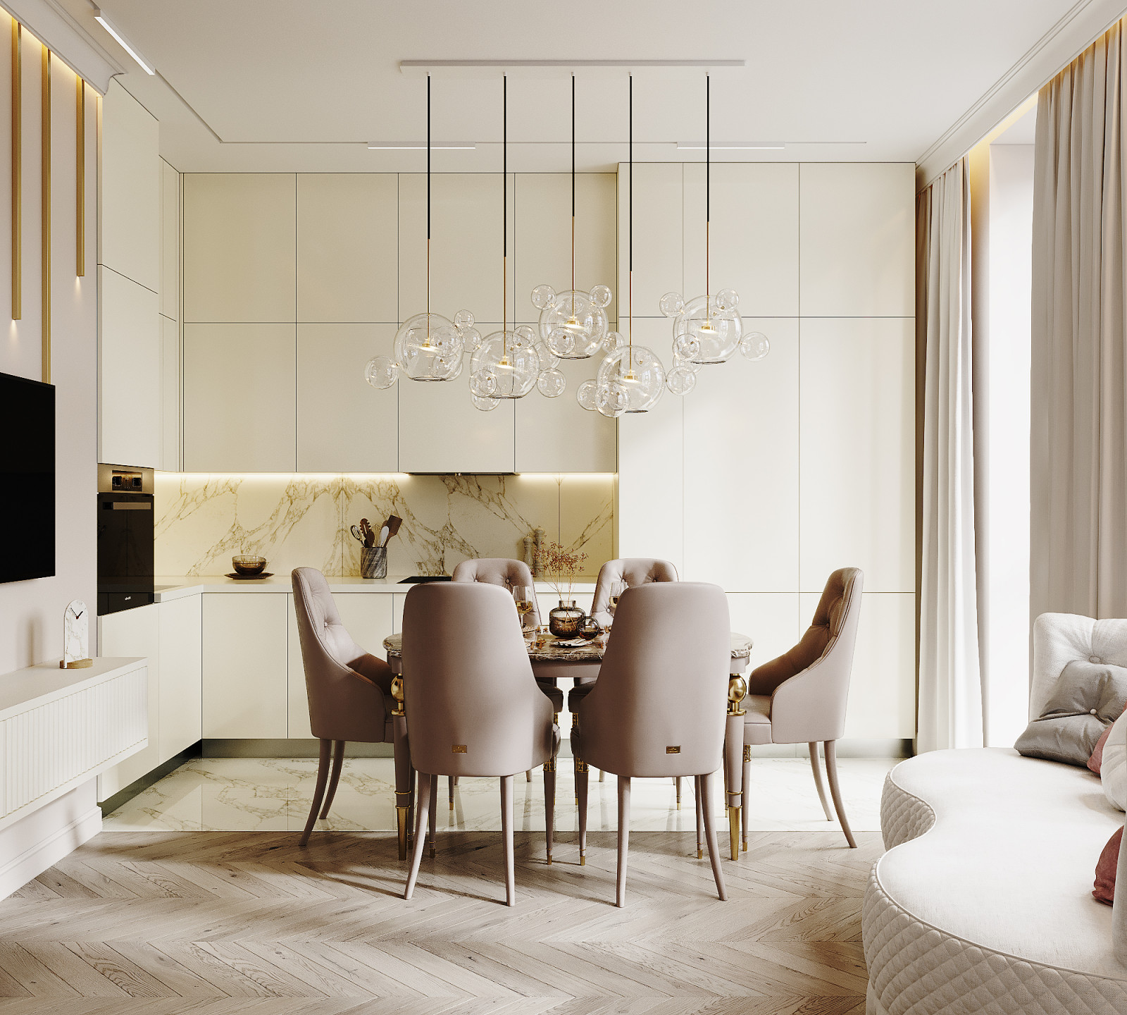 Обложка проекта: Кухня-гостинная современная классика