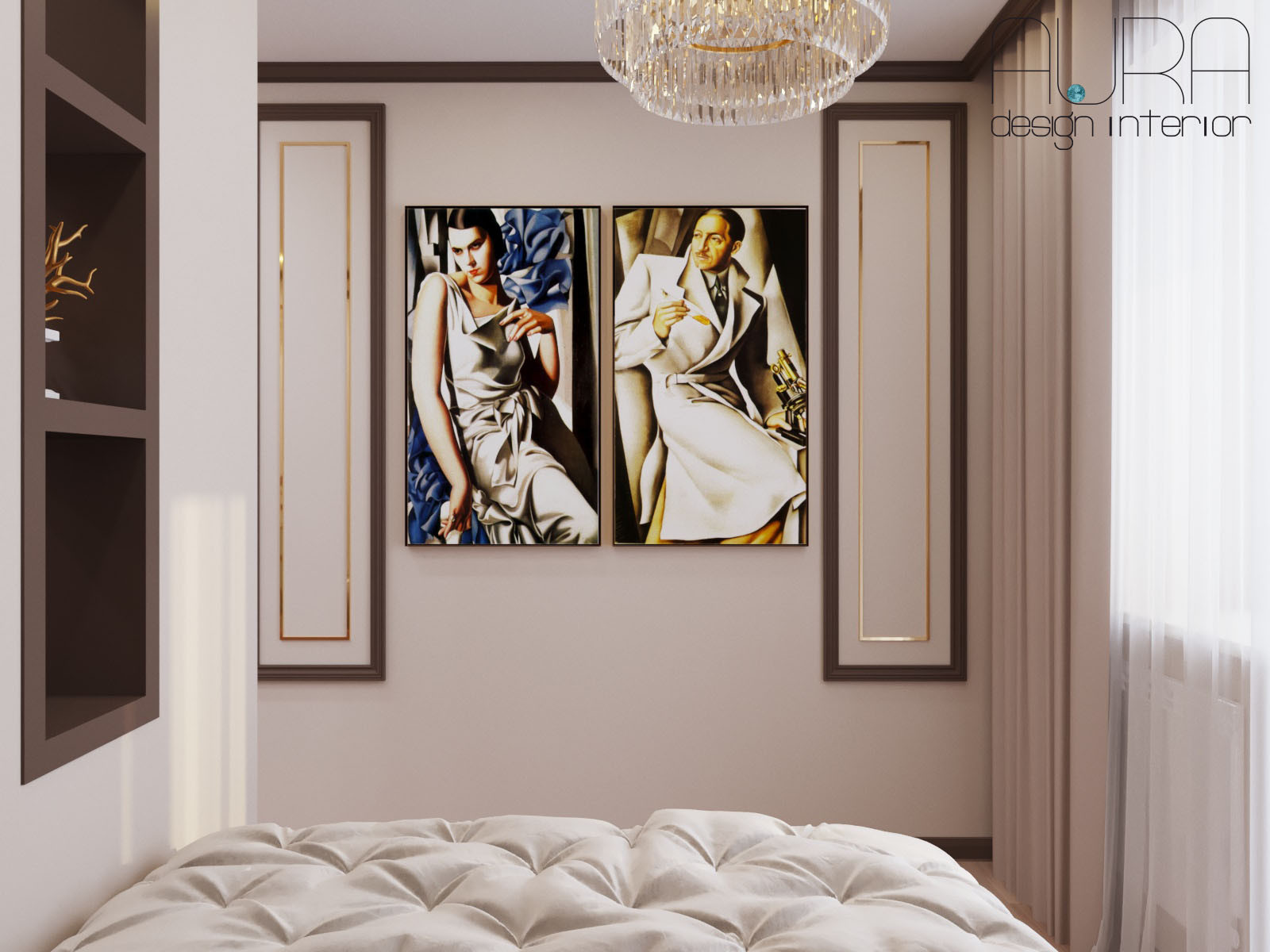 Дизайн квартиры, спальня гостиная в светлых тонах