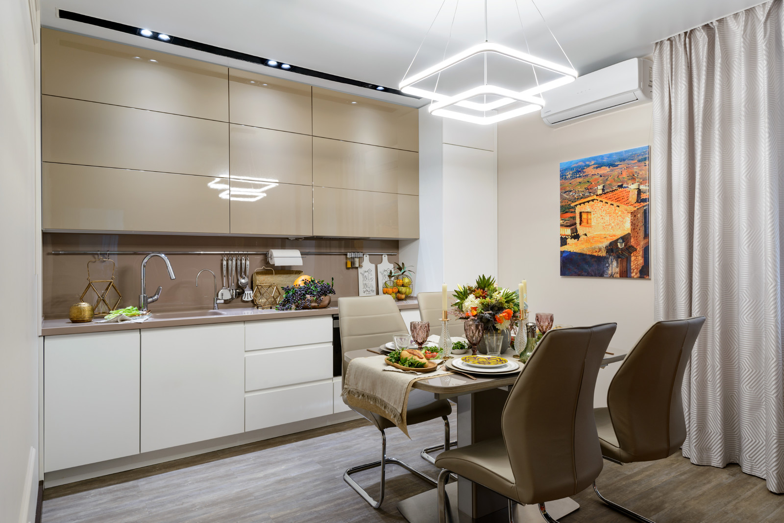 Гостиная квартиры 86 м2 в ЖК Гагаринский