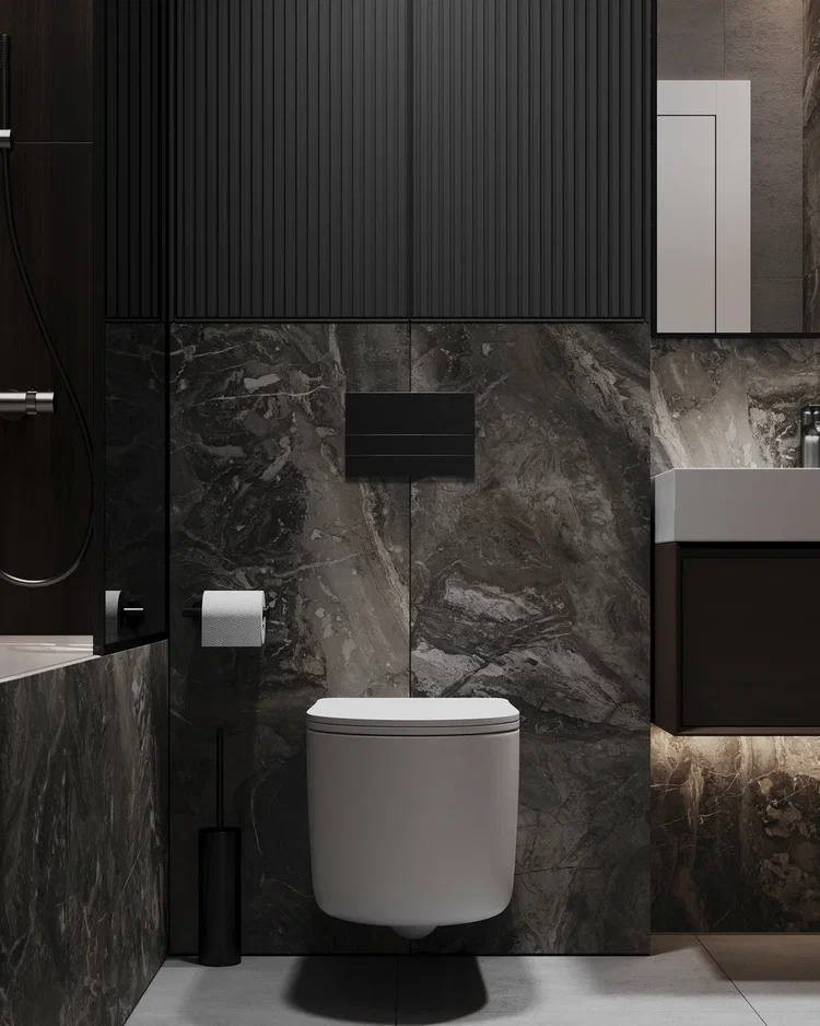 Стильный санузел с элементами мрамора