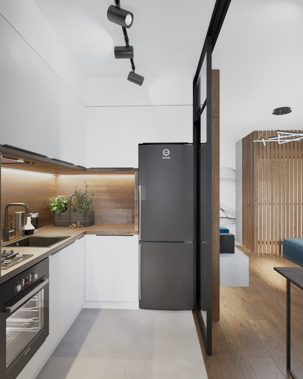 Современный функциональный интерьер 1 комнатной квартиры.