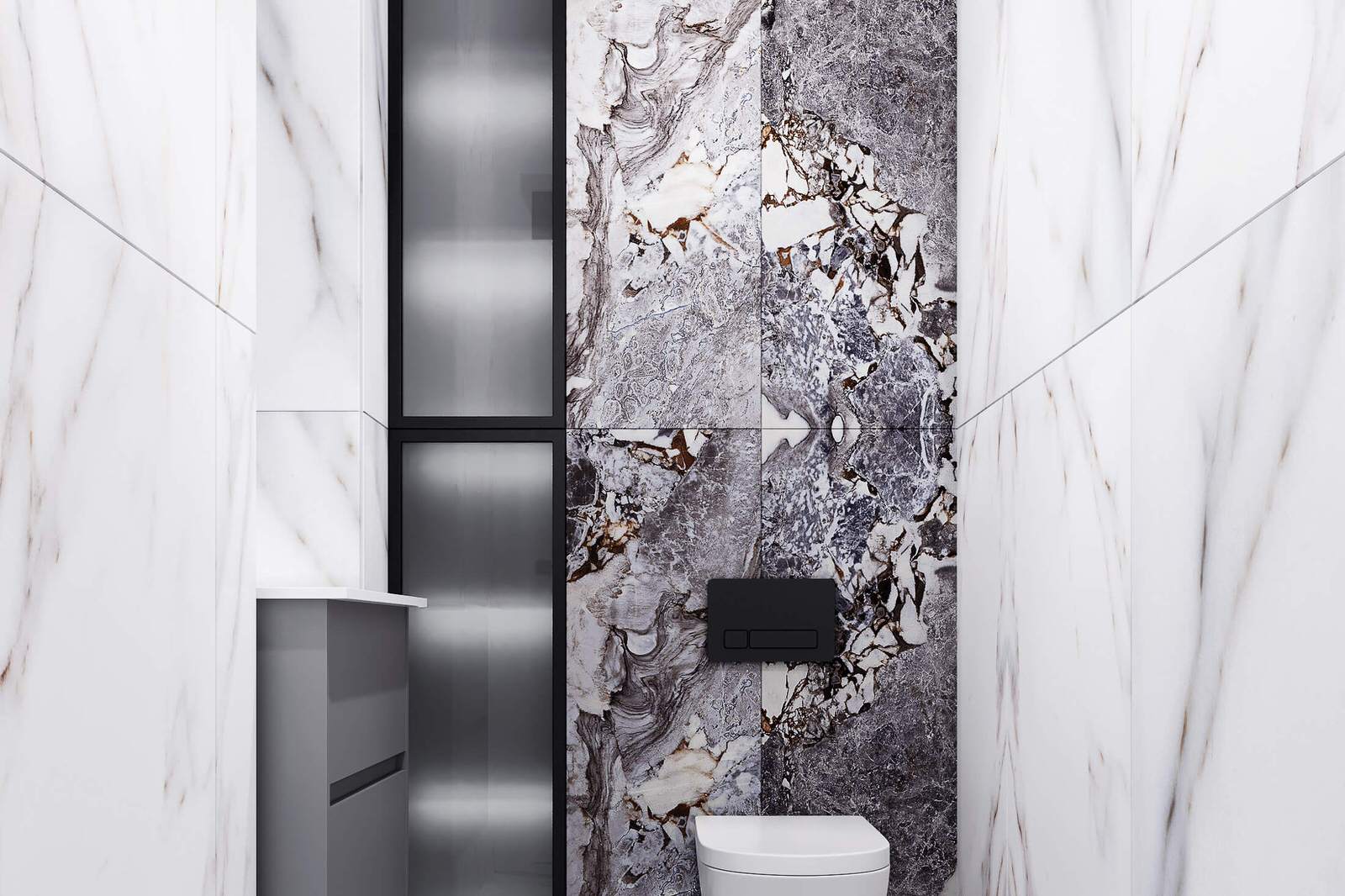 Современный дизайн в серых тонах, ЖК Панорама