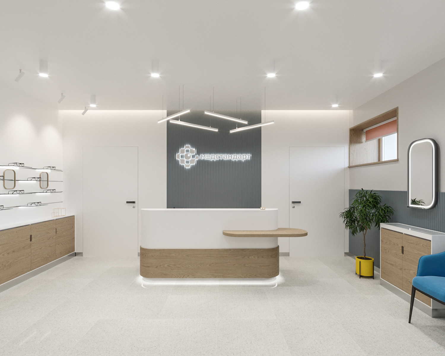 Интерьер общественных помещений офтальмологической клиники