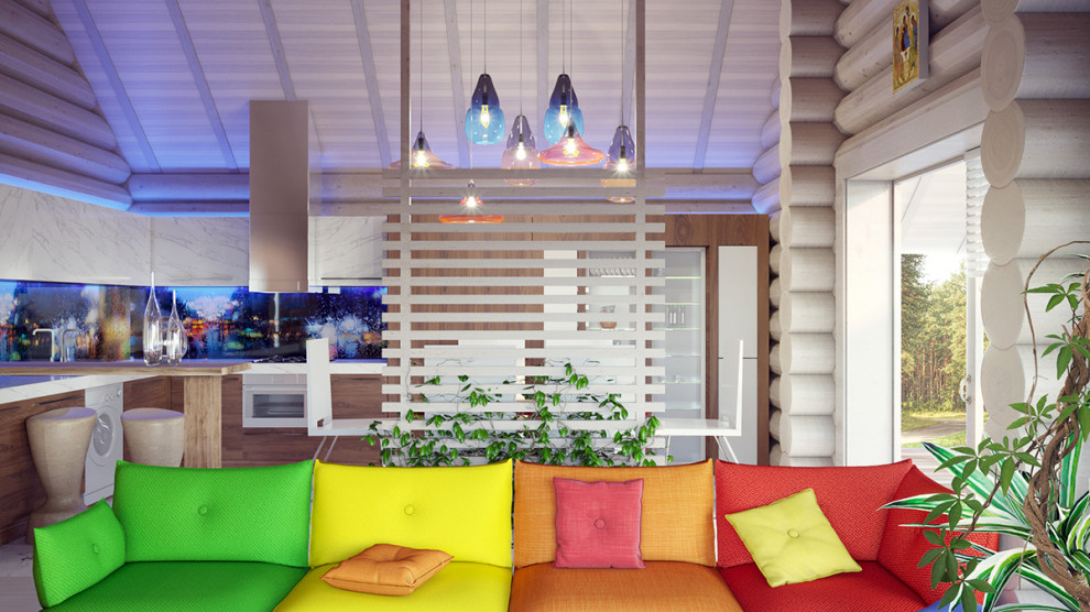 Интерьер дома в срубе