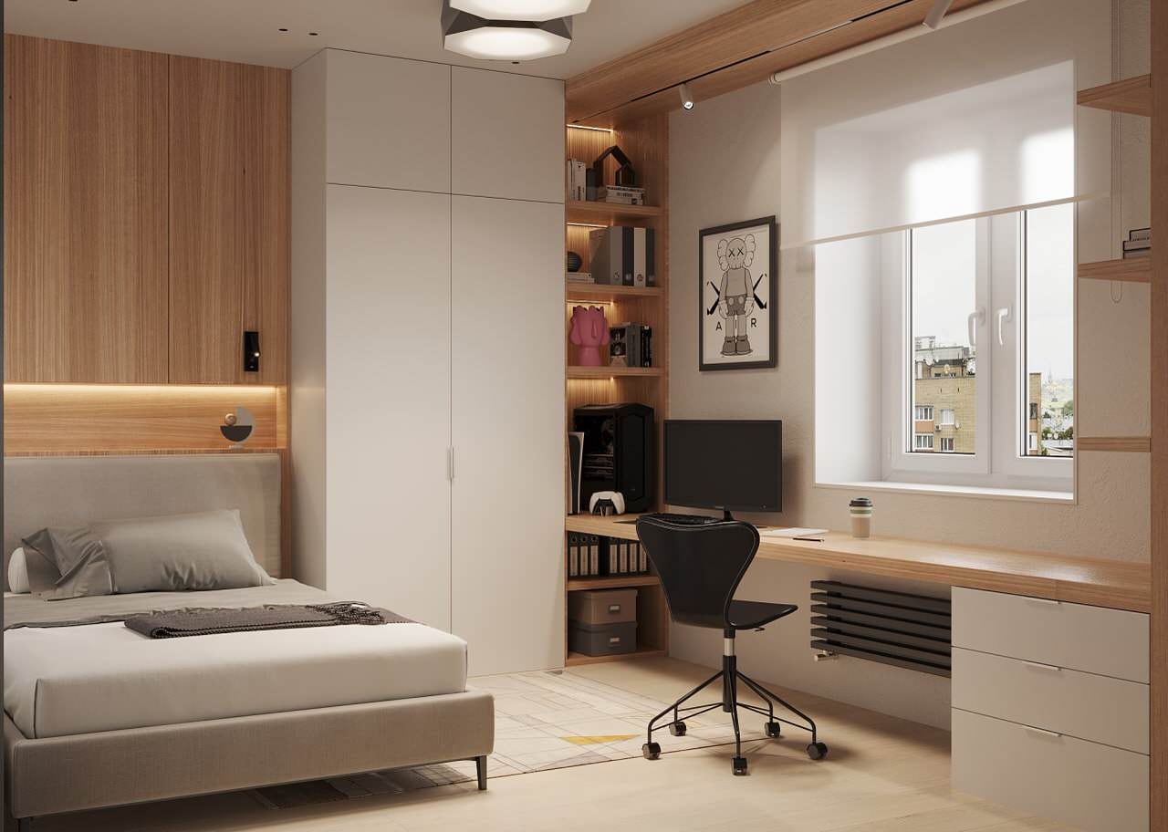 Детская в проекте трехкомнатной квартиры в Москве, м. Войковская