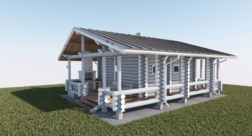 Баня с террасой и барбекю