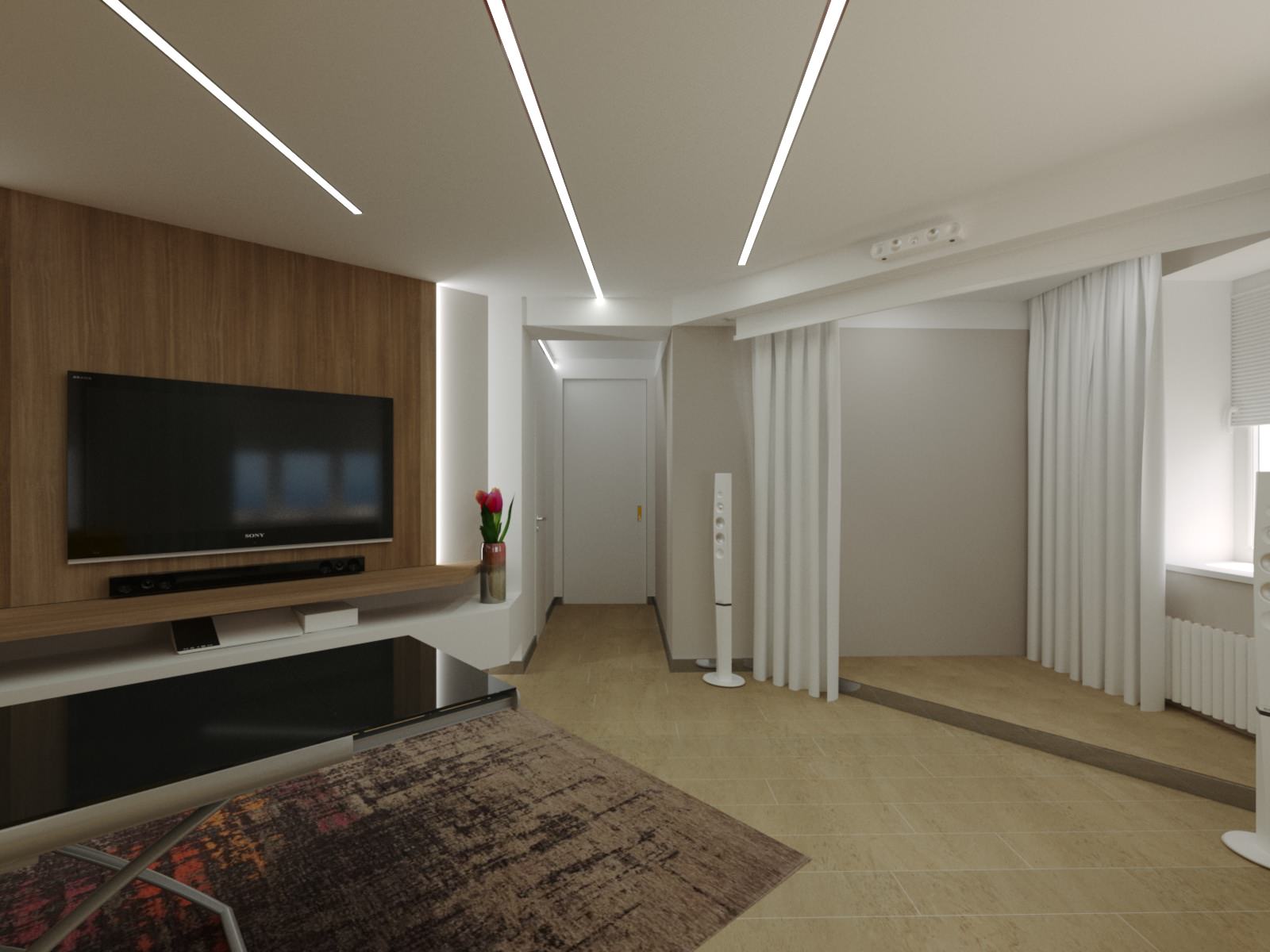 Обложка проекта: 88 м.кв. - Четырехкомнатная квартира в современном стиле для творческой семьи.