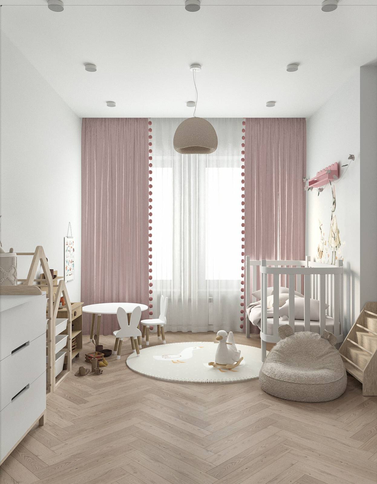 Яркие акценты и универсальная детская: интерьер для молодой семьи с дочкой