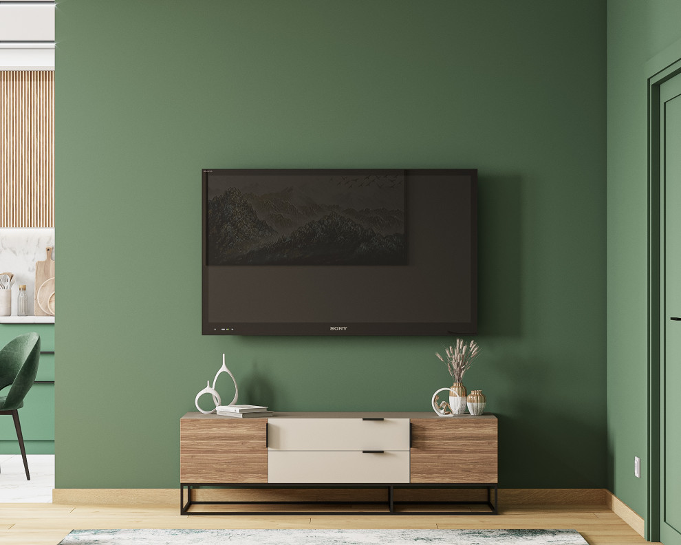 Обложка проекта: Изумрудная кухня-гостиная, ЖК "Приморский квартал