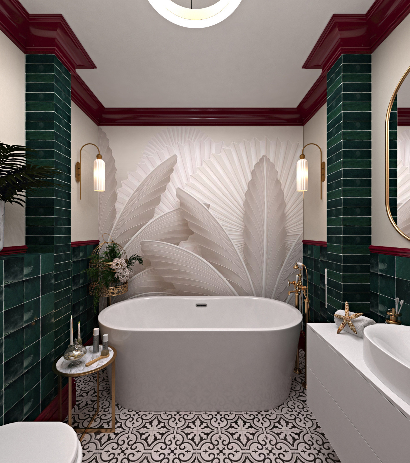 Обложка проекта: Ванная комната "Яркая классика" в частном доме