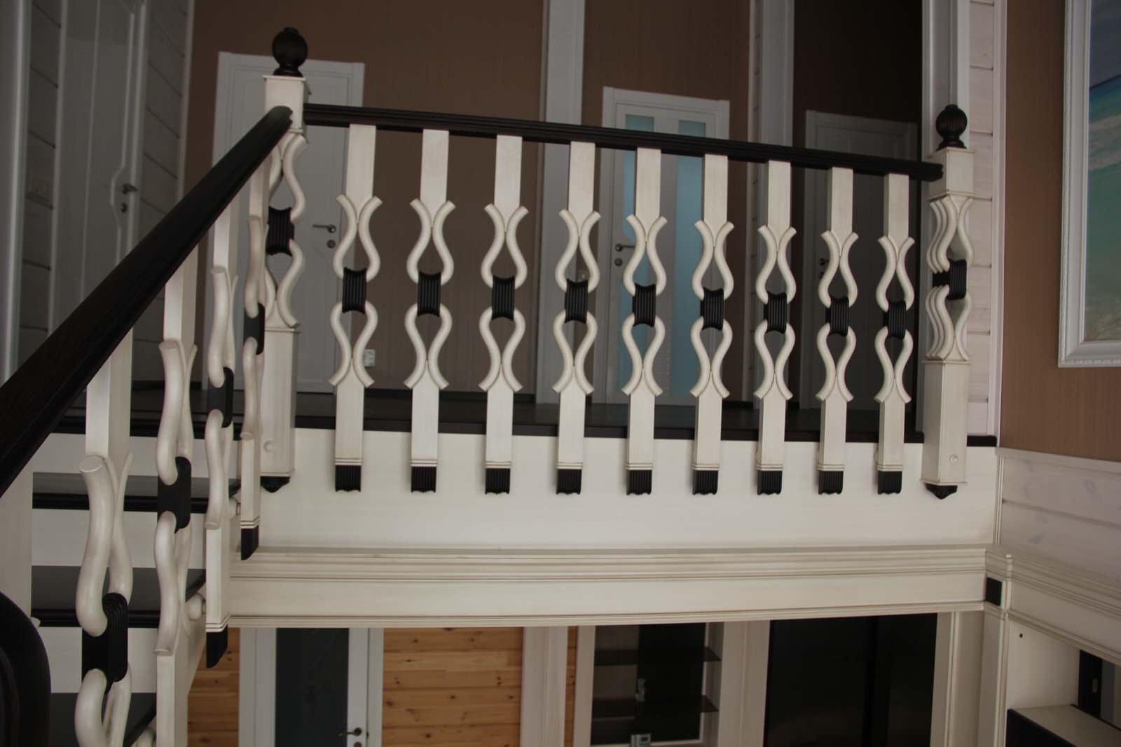 staircase in a log house