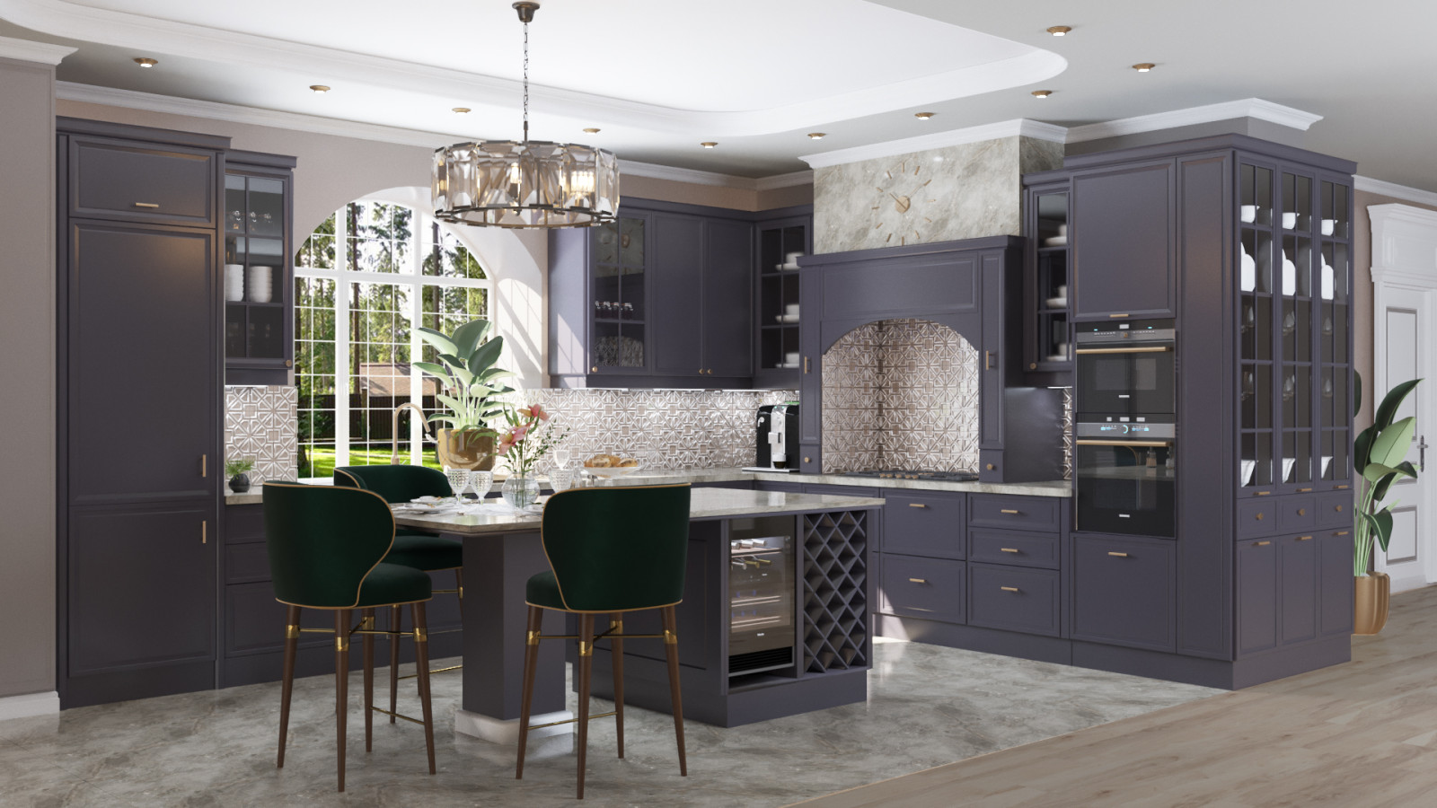 Дизайн кухни-гостиной классика