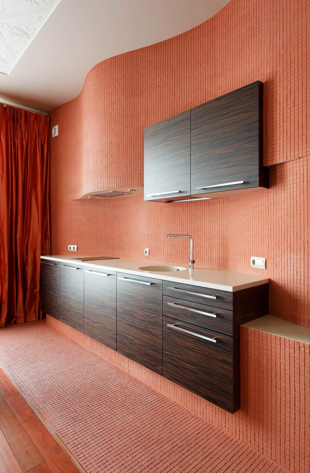 Фрагмент стены со встроенным кухонным оборудованием и скрытыми коммуникациями