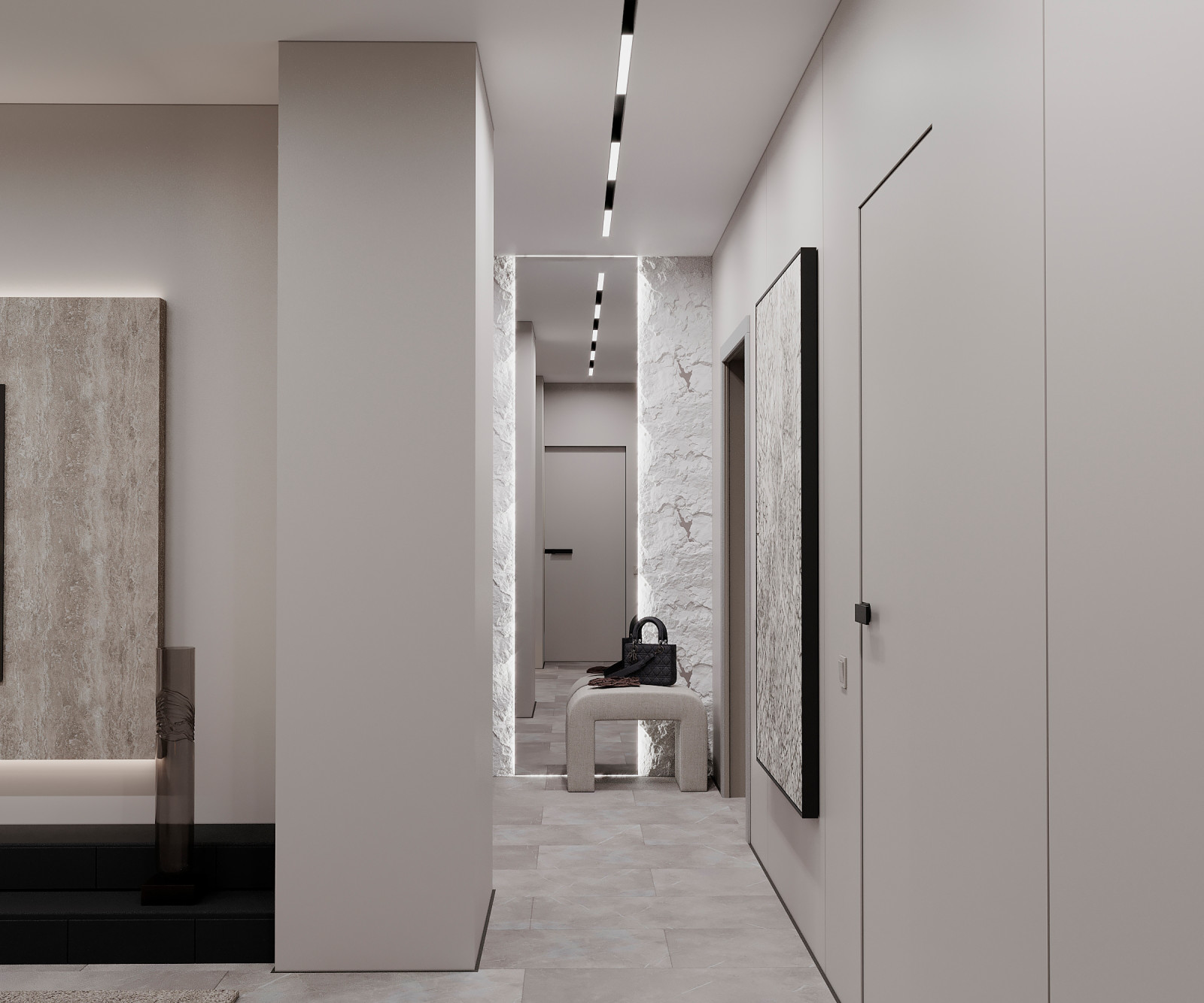 Гостиная-кухня в квартире для молодой девушки в ЖК "Лесопарковый"