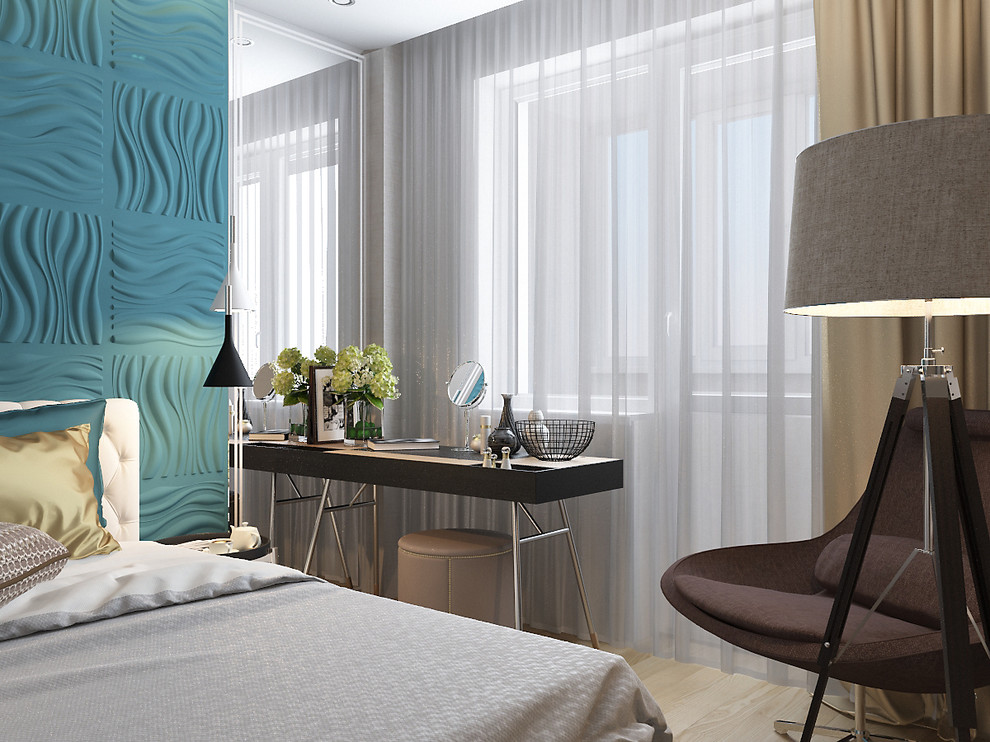 Спальня с бирюзовыми акцентами