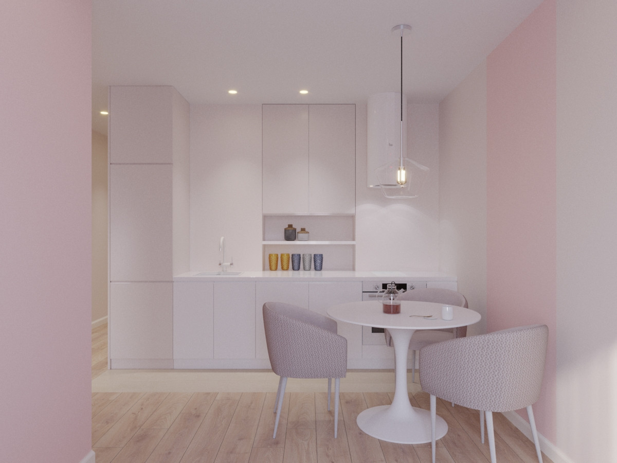 Обложка проекта: Однушка 38 кв.м с нежно розовыми акцентами