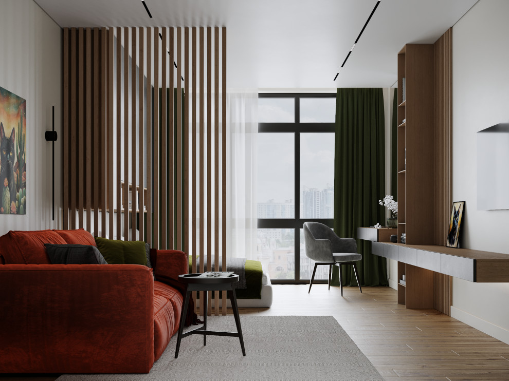 Обложка проекта: Визуализация интерьера гостиной-спальни