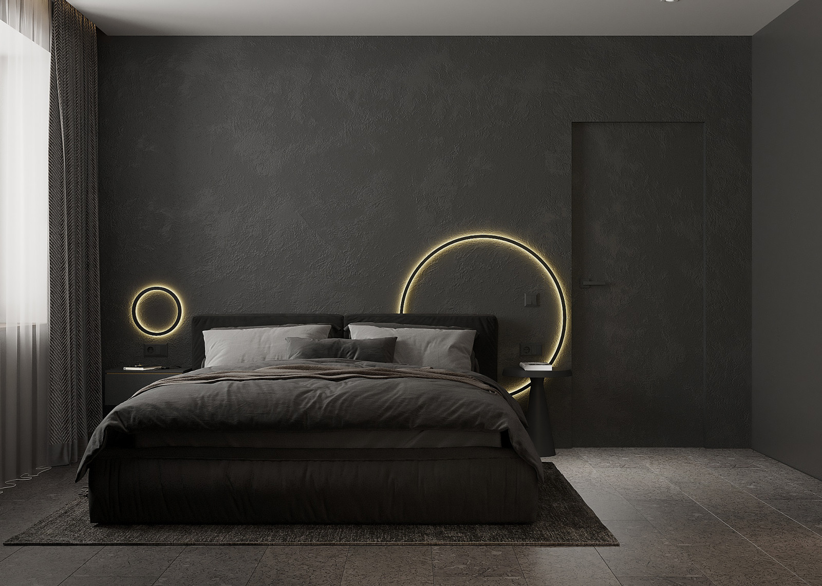 Минималистичная квартира с тёмной спальней