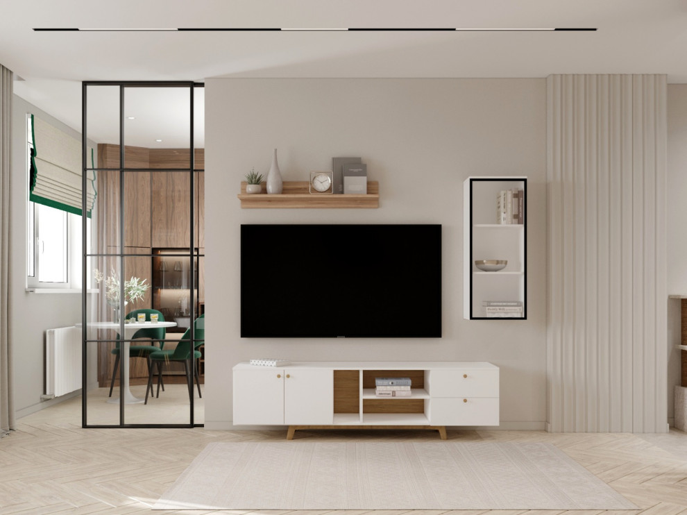 Гостиная в 3х комнатнаяой квартире в ЖК "Нахабино"