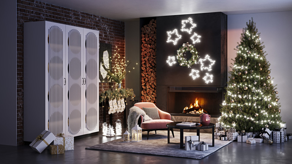 Дизайнерский шкаф в белом исполнении