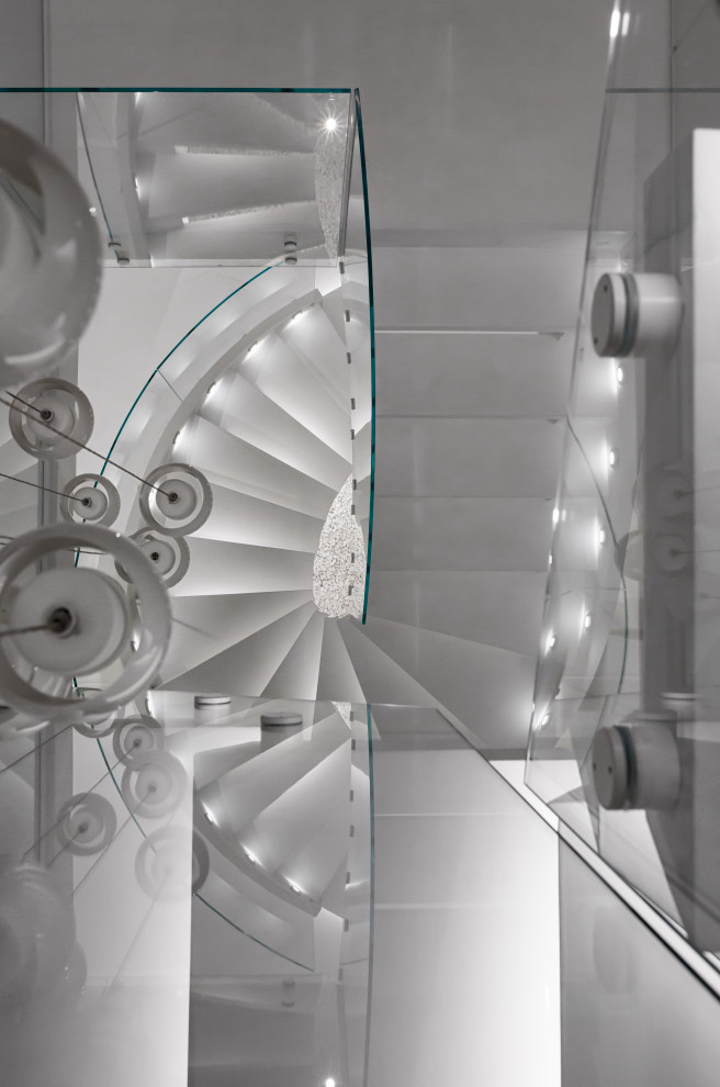 Stylish monochromatic white penthouse