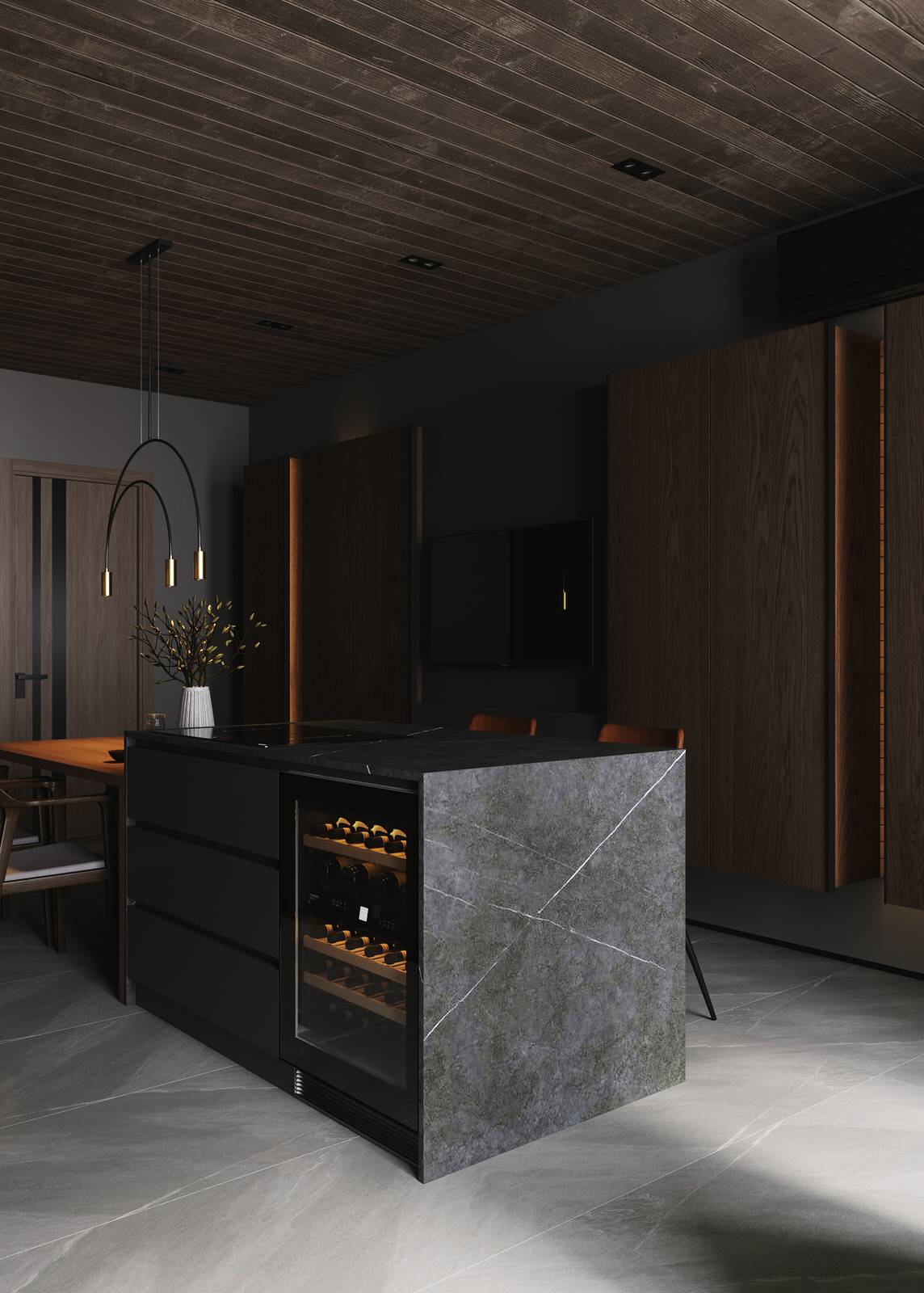 Кухня в большом доме.