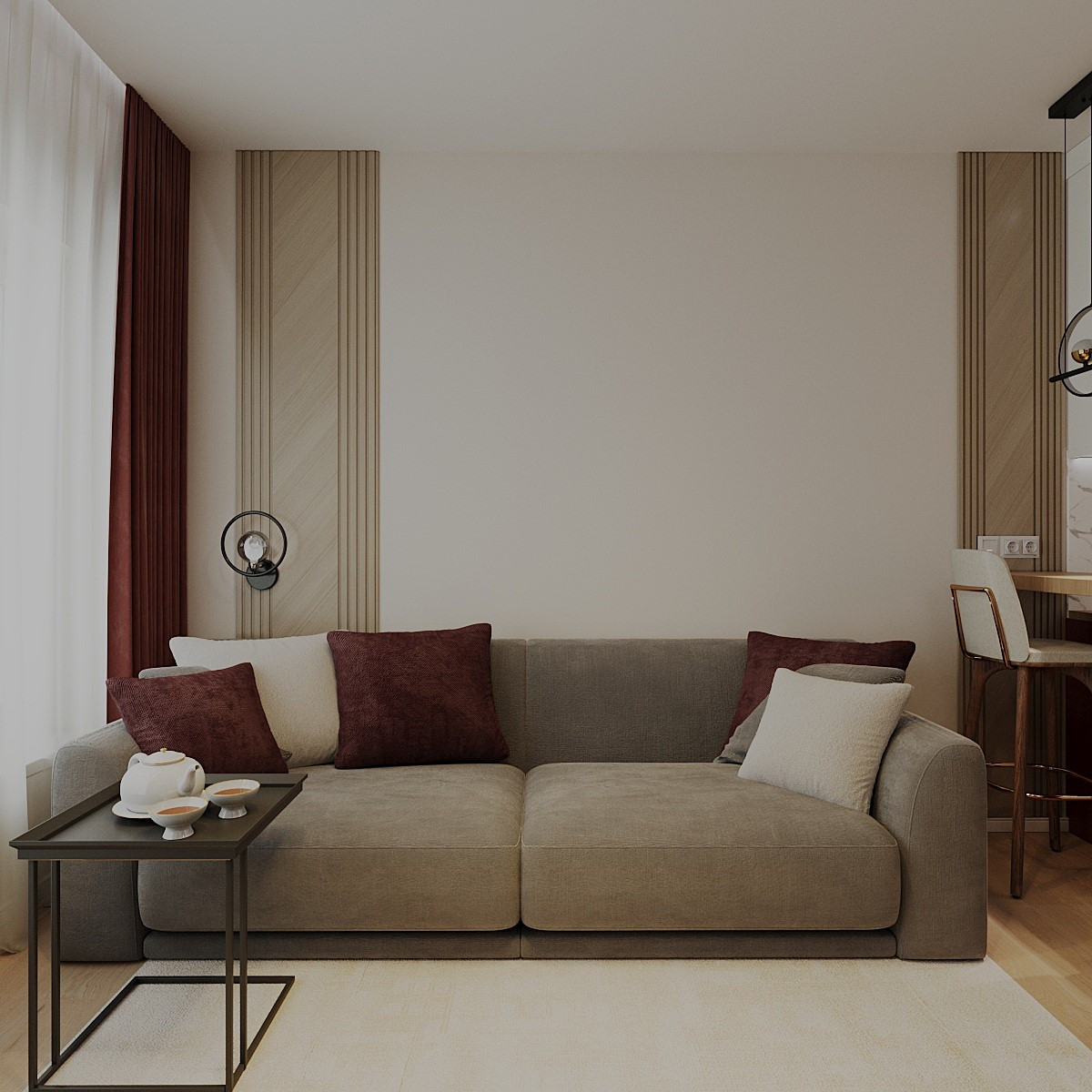 Семейная гармония: тёплый интерьер с яркими акцентами