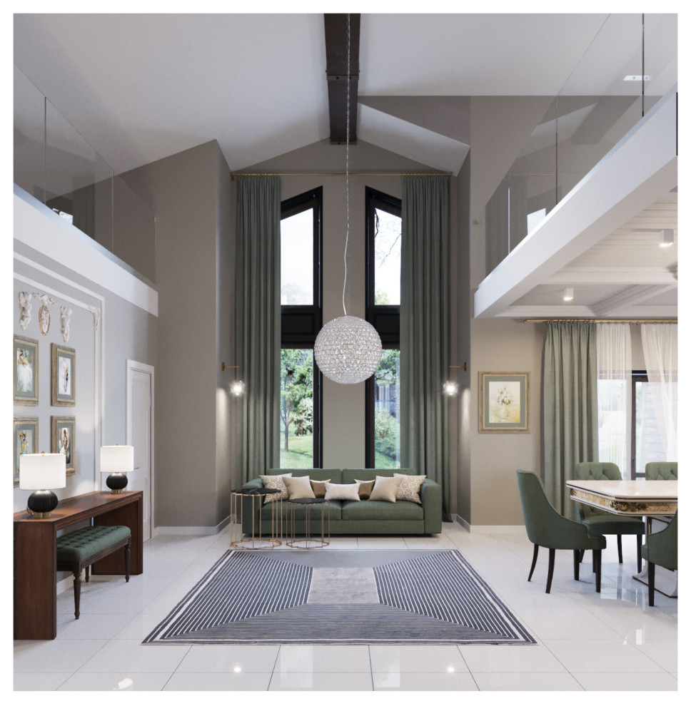 Обложка проекта: Дизайн интерьера кухни-гостиной со вторым светом в доме.