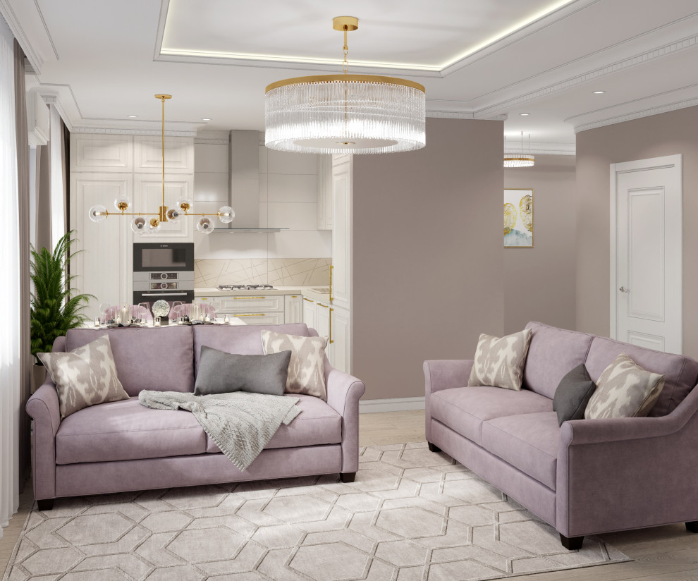 Обложка проекта: ЖК Два капитана, квартира с объединенной кухней гостиной