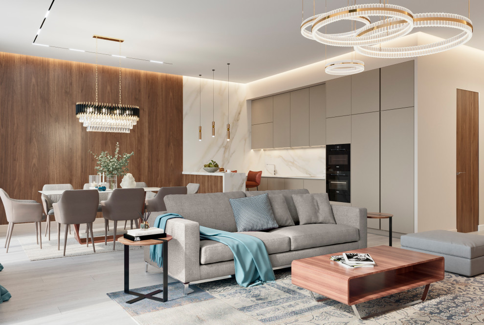 Гостиная + столовая + кухня