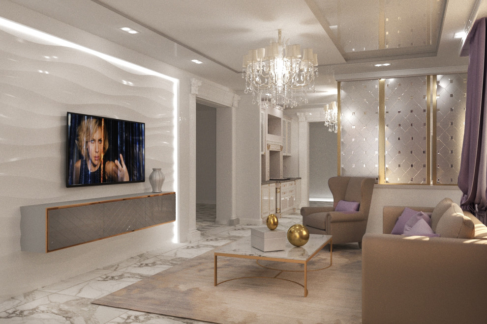 Кухня-гостиная в частном доме.