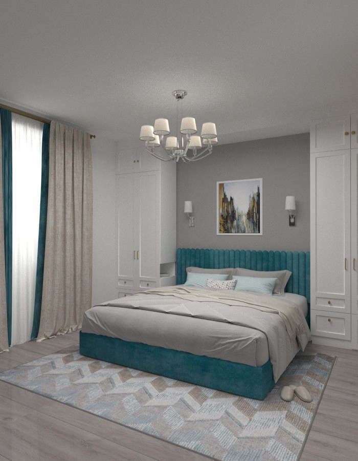 Трехкомнатная монохромная квартира для семьи с двумя дочками.