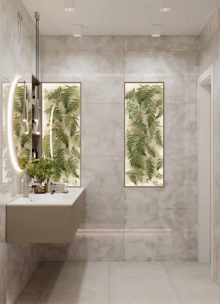 Ванная комната с растительными нишами