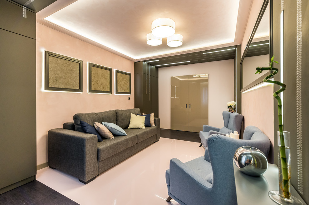 Гостиная под розовой пудрой