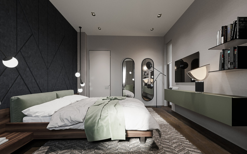 Спальня в современном стиле в колониальных тонах