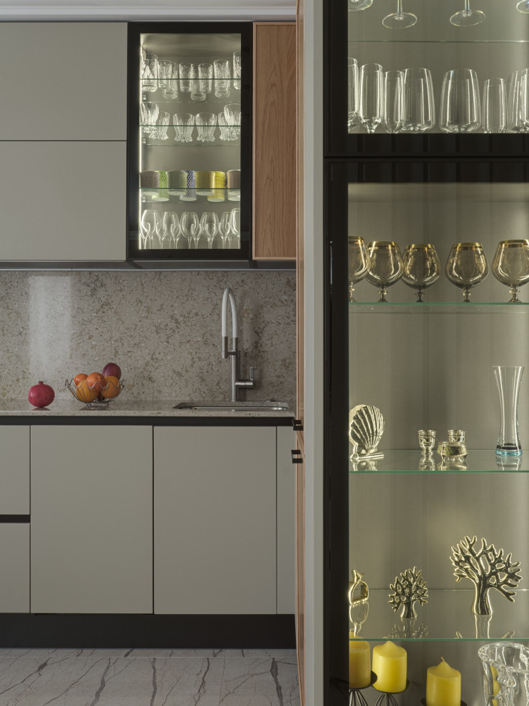 Кухня в светлых тонах для проекта в современном стиле