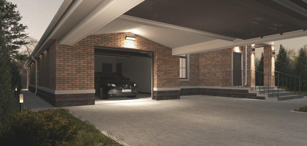 Реновация коттеджа (фасады, пристрой гаража и сауны с верандой, наружный свет)