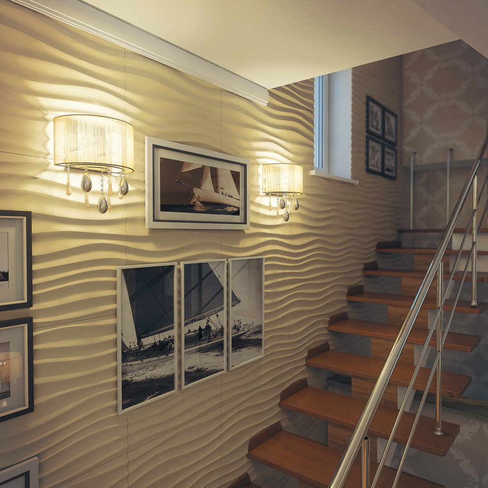 Стильный современный холл с лестницей