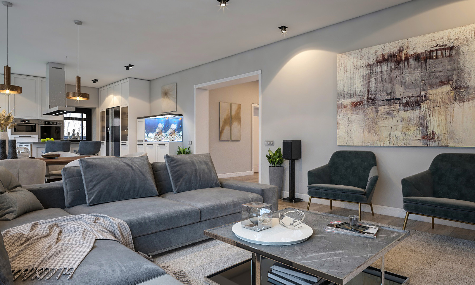 Интерьер гостиной в стиле минимализм