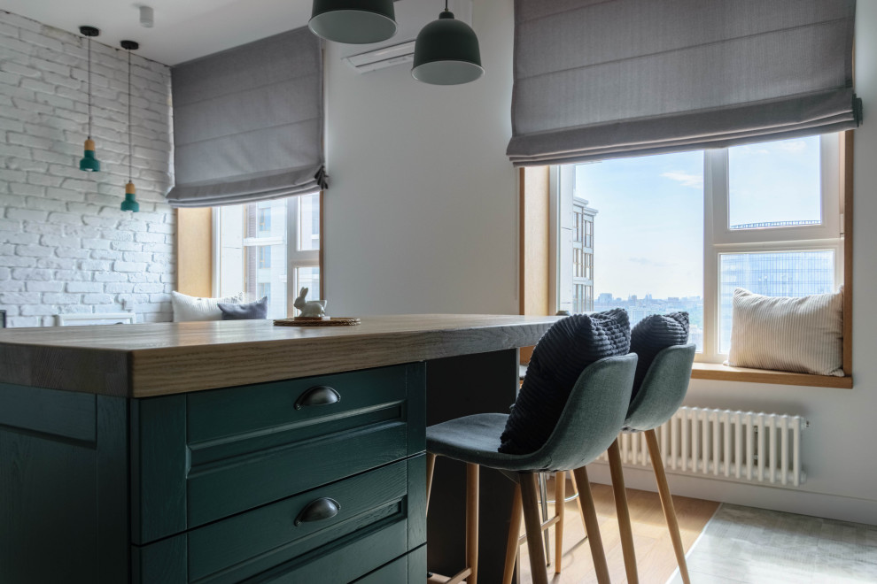 Пыльно-зеленая кухня