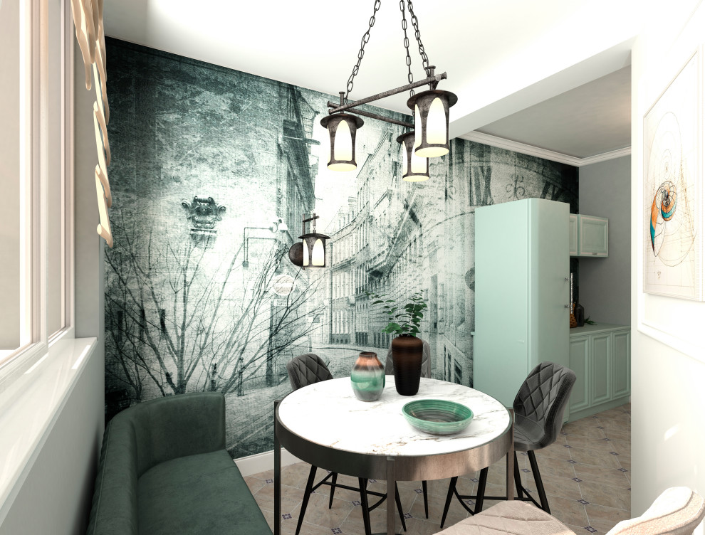 Совмещение кухни и гостиной, классика