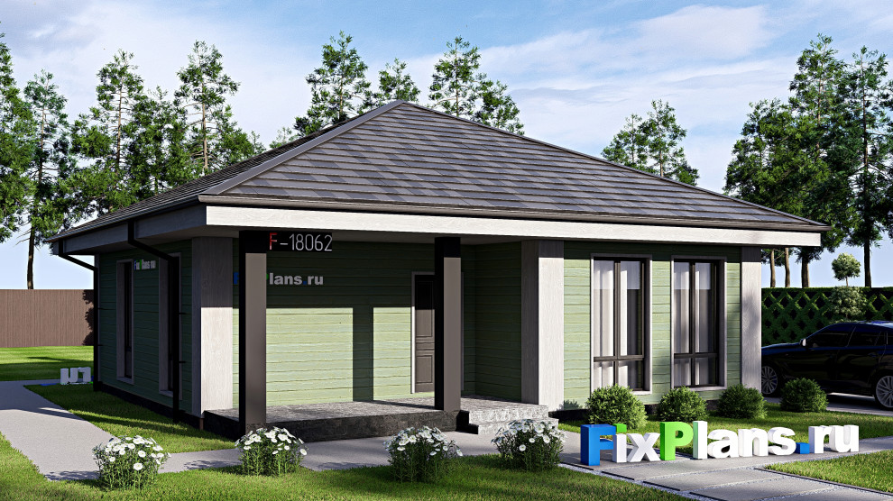 Проект одноэтажного дома 10х10м S74м2 F-18062