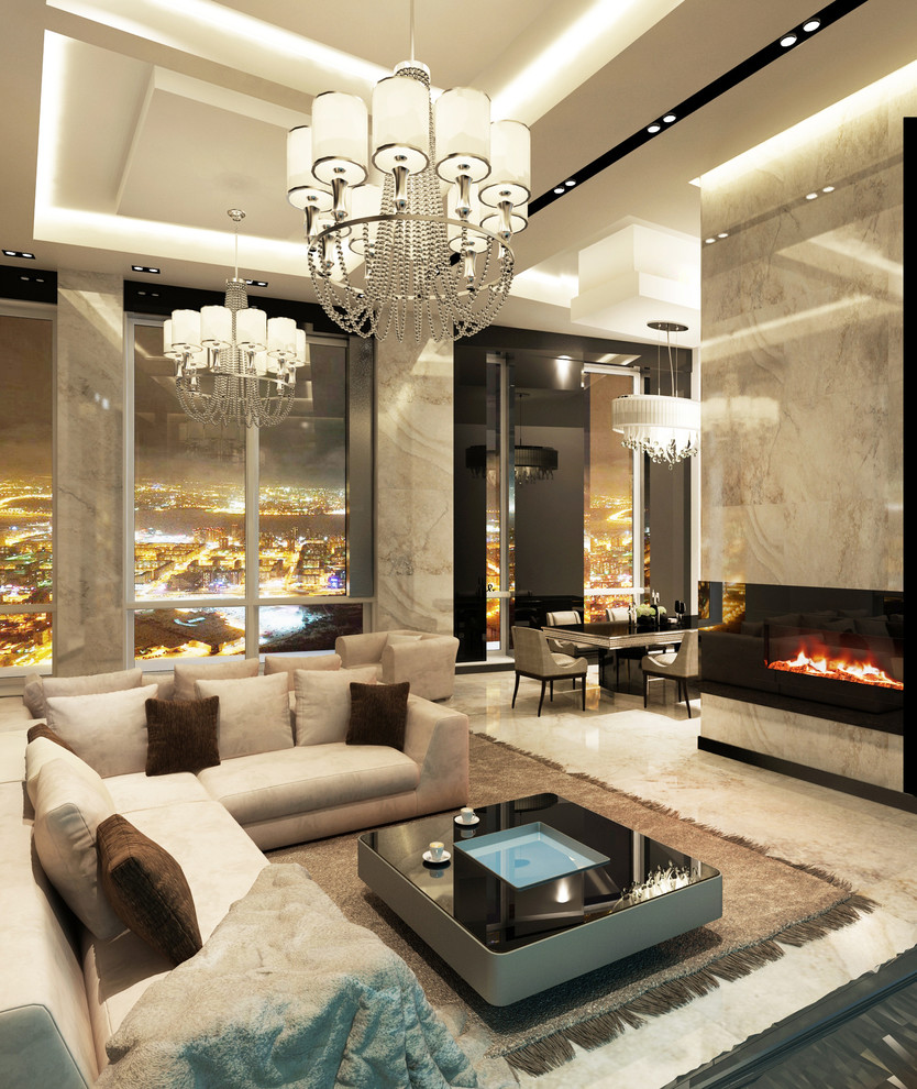 Обложка проекта: Гостиная-столовая в доме на Мосфильмовской